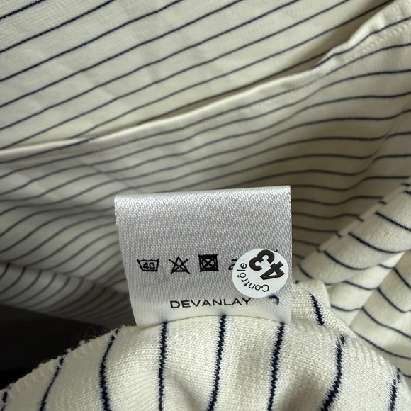 Lacoste Striped Cotton Knit Dress with Back Cutout Navy White Pleated Size 42 - Picture 8 of 9